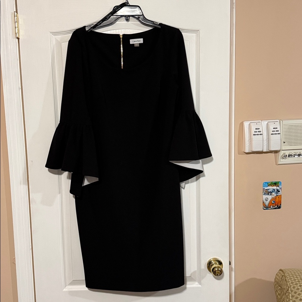Calvin Klein Asymmetrical Dress in Black and White
